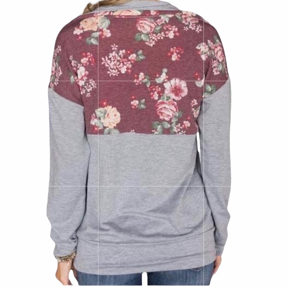 NWOT Flattering Soft Floral & Gray Zip 3/4” Pullover + More - Picture 2 of 5